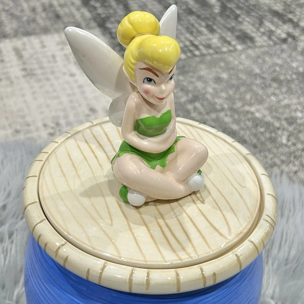 Disney Tinker Bell Sitting on Blue‎ Spool of Thread Cookie Jar